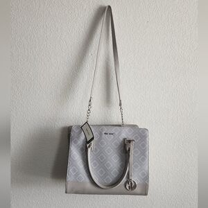 Nine West Levvy Light Gray Signature Satchel  Shoulder Classic Handbag NEW